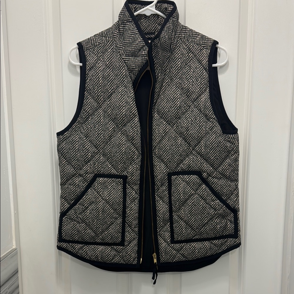 Black and White Herringbone Vest